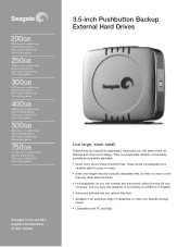 Seagate ST3200823A-RK 3.5-inch Pushbutton Backup External Data Sheet