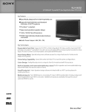 Sony KLH-W32/ST Marketing Specifications (Television)