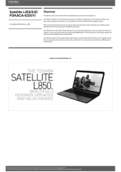 Toshiba Satellite L850 PSKACA-03D011 Detailed Specs for Satellite L850 PSKACA-03D011 AU/NZ; English