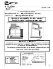 Maytag MAL2000AXW Instruction Sheet