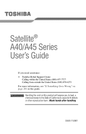 Toshiba Satellite A45-S1511 Toshiba Online Users Guide for Satellite A40/A45