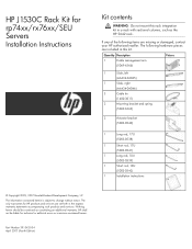 HP 10642 HP J1530C Rack Kit for rp74xx/rx76xx/SEU Servers Installation Instructions