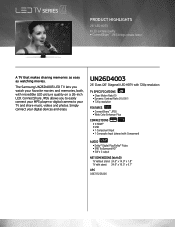 Samsung UN26D4003BDXZA Brochure