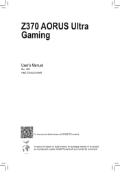 Gigabyte Z370 AORUS Ultra Gaming Users Manual