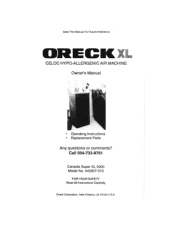 Oreck Air3000 Owners Guide