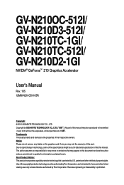 Gigabyte GV-N210TC-512I Manual