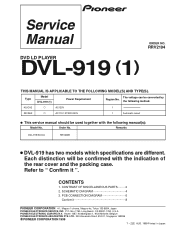 Pioneer DVL-919 Service Manual