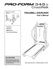 ProForm Crosswalk 345s Treadmill English Manual