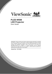 ViewSonic PLED-W500 PLED-W500 User Guide (English)