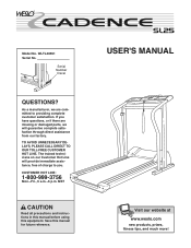 Weslo Cadence Sl25 Treadmill English Manual