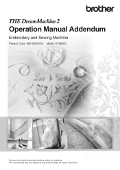 Brother International Innov-is XV8550D Operation Manual Addendum