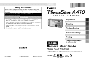 Canon A410 PowerShot A410 Camera User Guide Basic