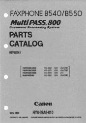 Canon MultiPASS 800 Parts Catalog