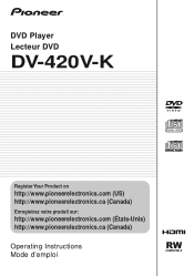 Pioneer DV-420V-K Owner's Manual
