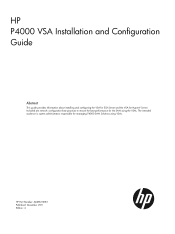 HP StoreVirtual 4000 9.5 HP P4000 VSA Installation and Configuration Guide