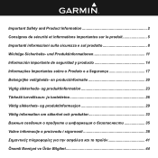 Garmin GFS 10 Important Safety and Product Infomation (Multilingual)