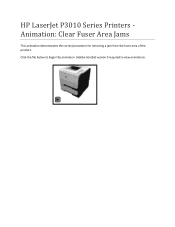 HP LaserJet Enterprise P3015 HP LaserJet P3015 Series Printer - Animation: Clear Jams from Fuser Error