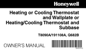 Honeywell T8090A Owner's Manual