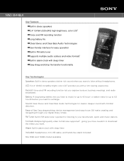 Sony NWZ-S544 Marketing Specifications (Black Model)