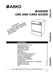Asko W620 User manual Use & Care Guide EN ES FR