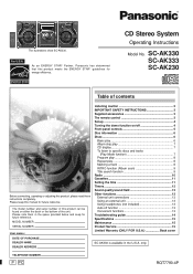 Panasonic SAAK333 SAAK230 User Guide