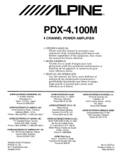 Alpine PDX-4.100M Instruction Manual
