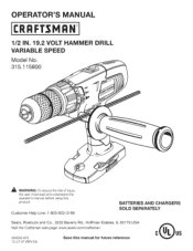 Craftsman 11580 Operation Manual
