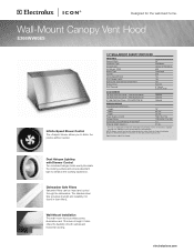 Electrolux E368WV60ES Specification sheet