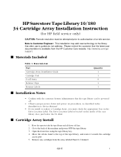 HP Surestore Tape Library Model 10/180 34 Cartridge Array Installation Instructions