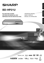 Sharp BDHP21U BD-HP21U Operation Manual