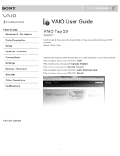 Sony SVJ2021BPXW VAIO® User Guide (Printable Version)