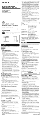 Sony MSX-M1GN Operating Instructions