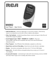 RCA M4002RD Spec Sheet - M4002BL