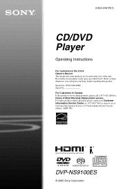 Sony DVP-NS9100ES Operating Instructions