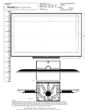 Sony XBR-52HX909 Dimensions Diagram