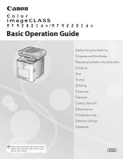 Canon Color imageCLASS MF9280Cdn imageCLASS MF9280Cdn/MF9220Cdn Basic Operation Guide