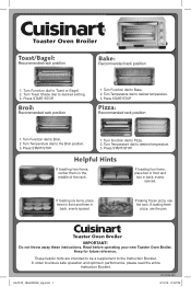 Cuisinart TOB-1010 Quick Reference