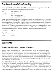 Epson Perfection 640U Warranty Statement