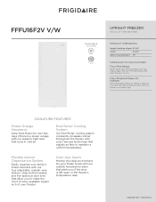 Frigidaire FFFU16F2VV Product Specifications Sheet