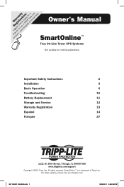 Tripp Lite SU1000XLA Owner's Manual for SmartOnline UPS 932470