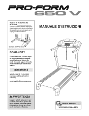 ProForm 650 V Treadmill Italian Manual
