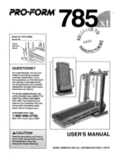 ProForm 785 Xt User Manual