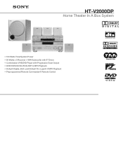 Sony HT-V2000DP Marketing Specifications