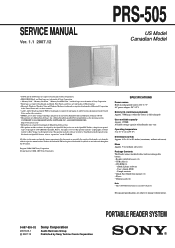 Sony PRS-505/SC Service Manual
