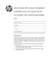 HP 8730w installing UEFi-based Microsoft Windows Vista SP1 (x64) on HP EliteBook and Compaq Notebook PCs