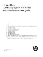 HP StoreOnce 4420 HP D2D Gen2 and Gen1 Backup Systems Maintenance and Service Guide (EH985-90937, April 2012)