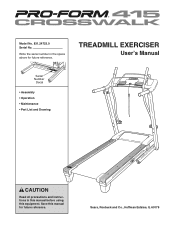 ProForm 415 Crosswalk Treadmill English Manual
