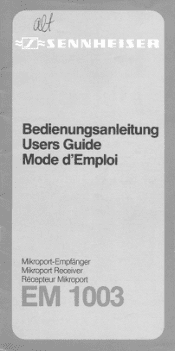 Sennheiser EM 1003 Instructions for Use