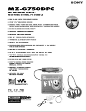 Sony MZ-G750 Marketing Specifications