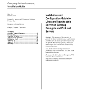 Compaq ProLiant 4000 Installation and Configuration Guide for Linux and Apache Web Server on Compaq Prosignia and ProLiant Servers